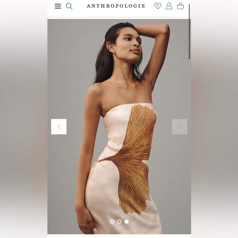 Anthropologie The Fluer light pink flower shell motif strapless silk maxi dress - Picture 3 of 5